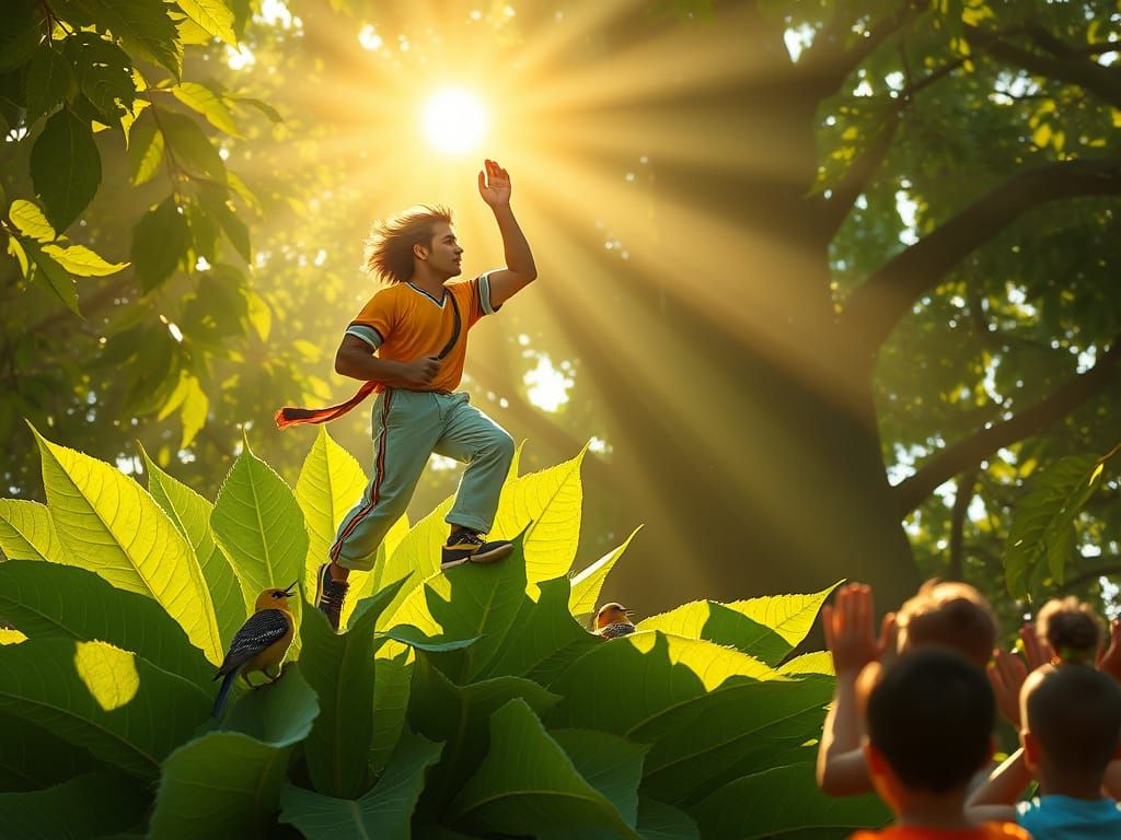 Muscular Caterpillar Weightlifting: Comic Art Style