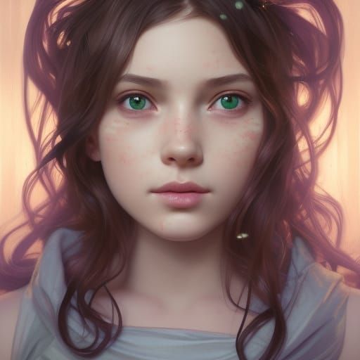 Cute Girl Portrait in Hyperdetailed Style