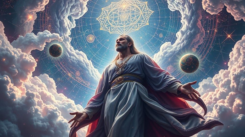 Majestic Astral Being in Vibrant Cosmic Landscape