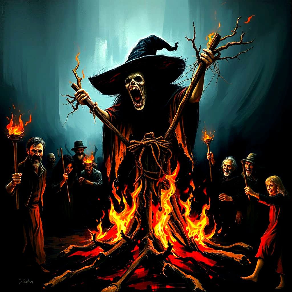 Goya-Inspired Dark Ages Scene of Tormented Witch