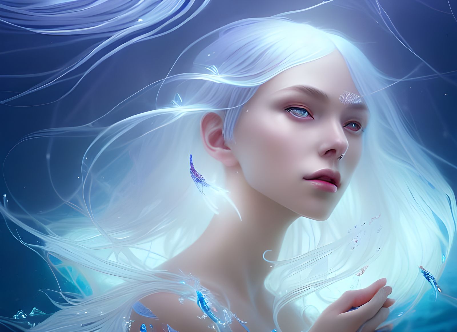 Nymph with Crystals: Hyperrealistic Digital Illustration