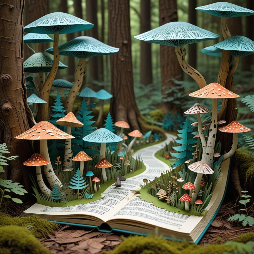 Whimsical Pop-Up Book Forest Scene