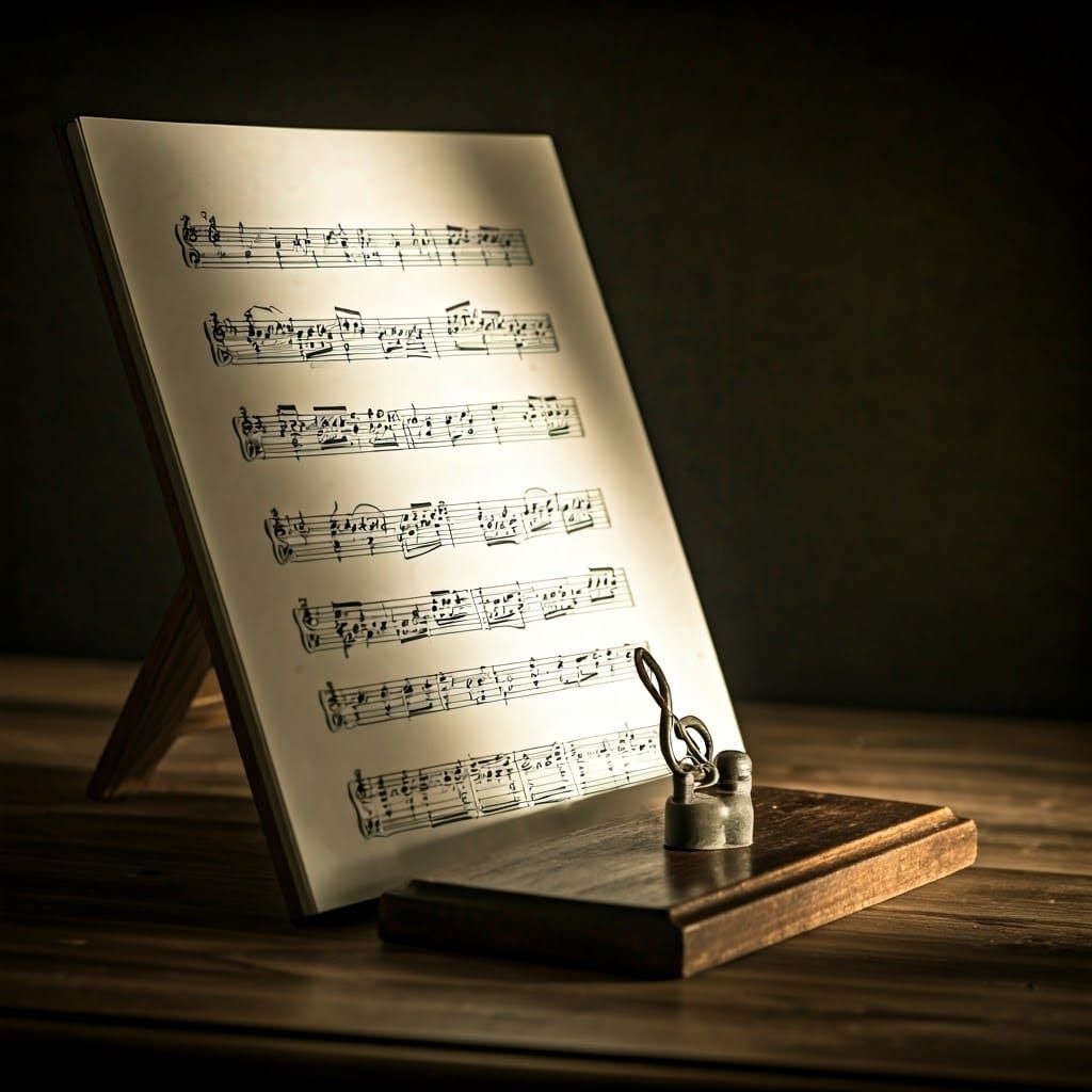 musical notes on a music stand
