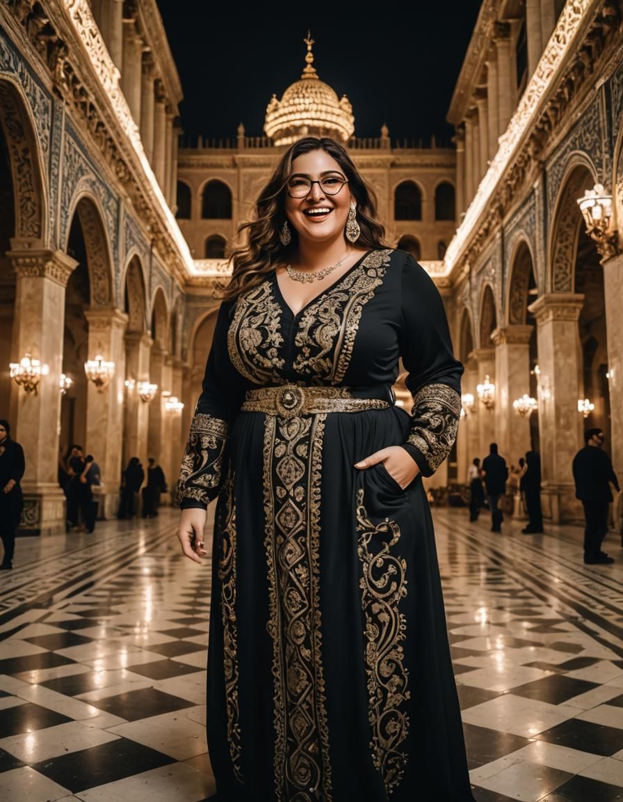 Cinematic Portrait of Curvy Woman in Psychedelic Style