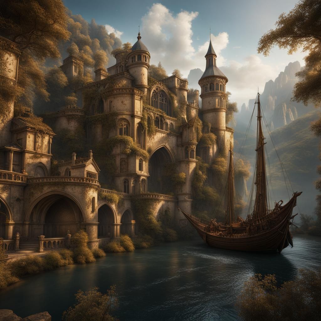 Renaissance Matte Painting in Da Vinci Style