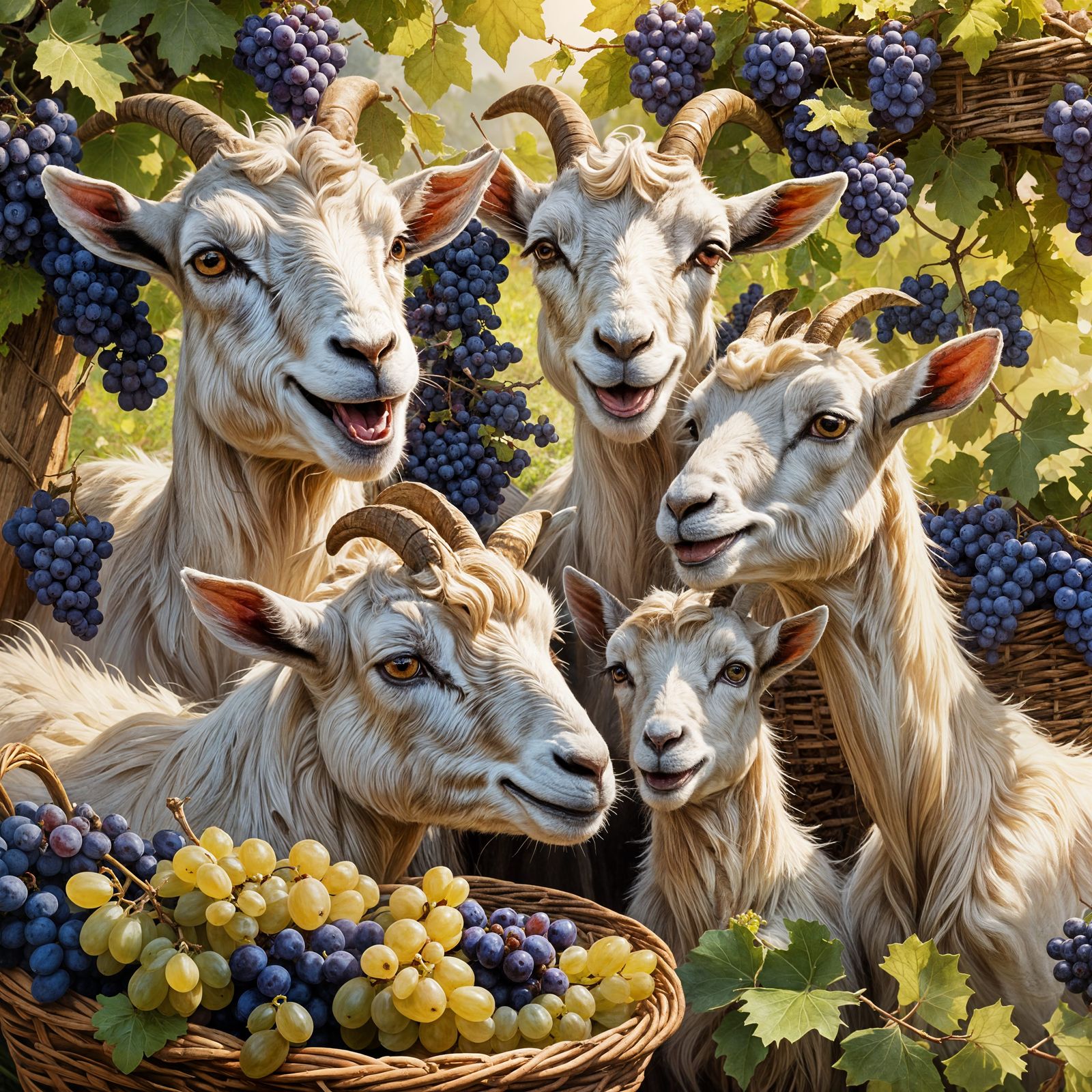 Goats Giggling Gleefully Gathering Grapes