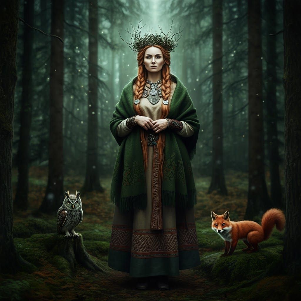 Iron Age Forest Mother in Mystical Setting