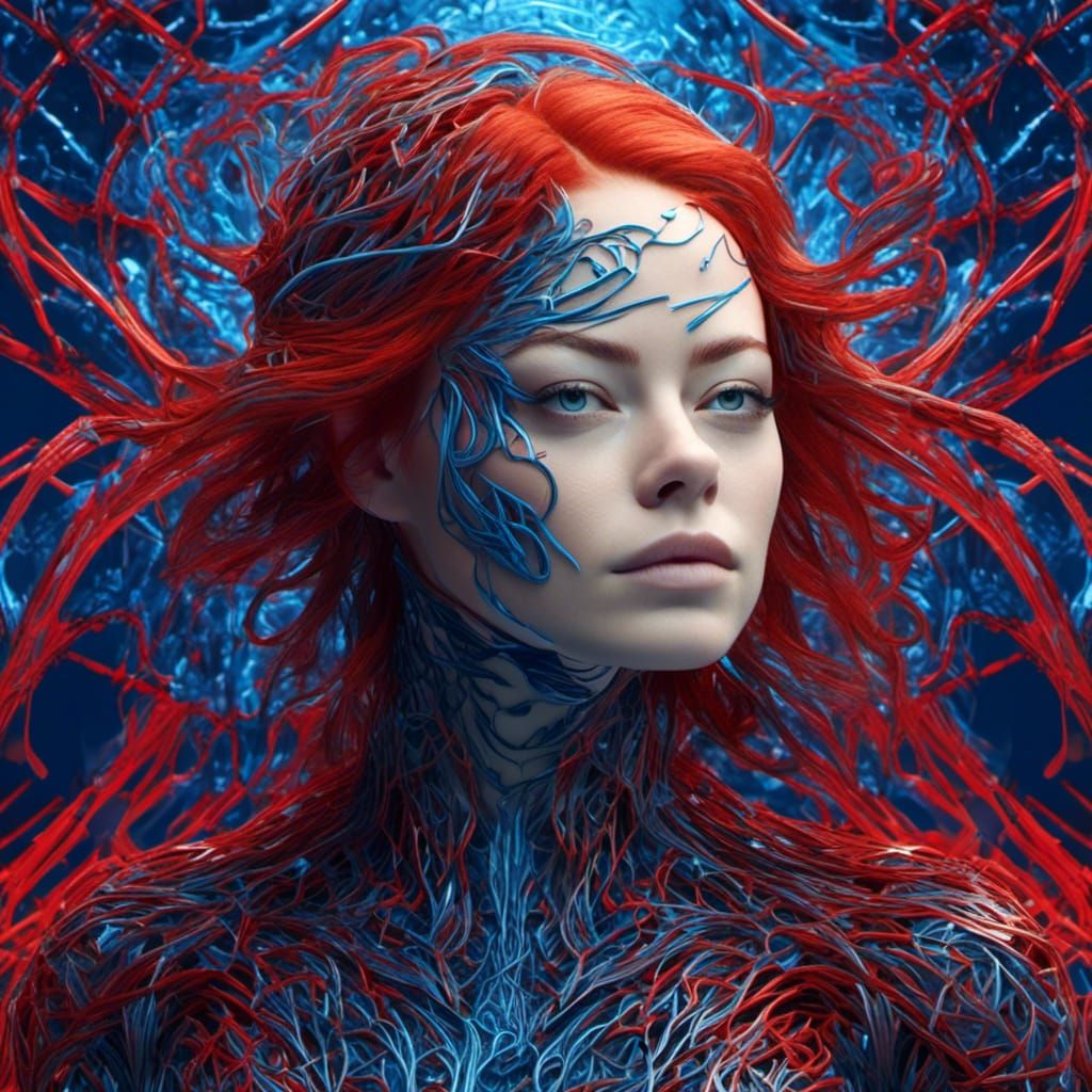 Emma Stone with Wire Hair and Sword Piercing