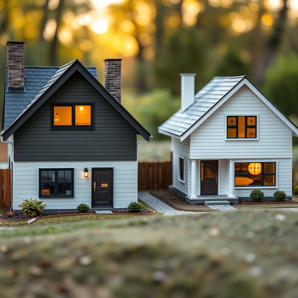 Two Connected Houses in Professional Photography Style