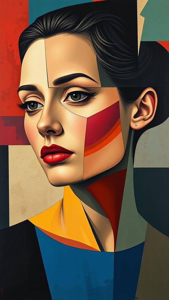 Introspective Woman: A Cubist-Style Portrait