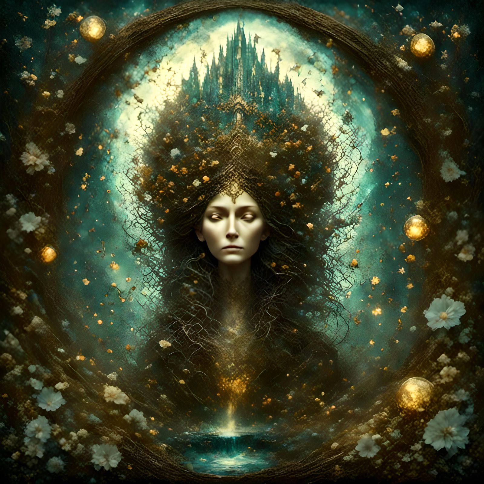 Dragon in Space with Blonde Guardian Angel