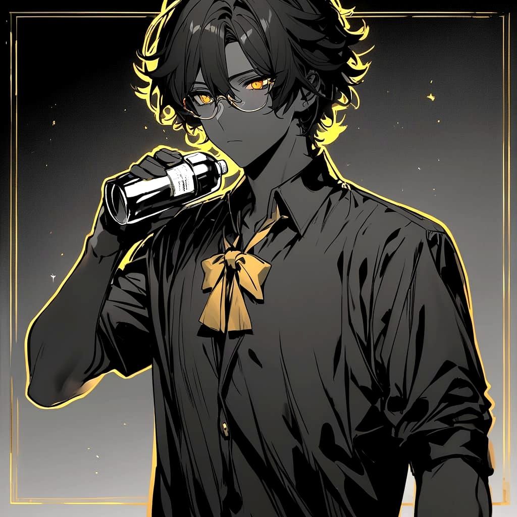 Bishounen with Fox Ears in Monochrome Lineart