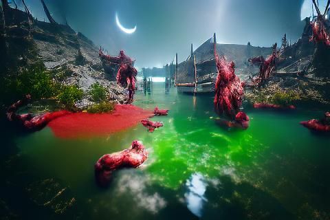 Crimson Lake Reflects Sky Monsters