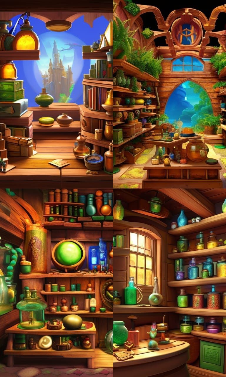 Fantasy Alchemy Shop in Detailed 3D Digital Art
