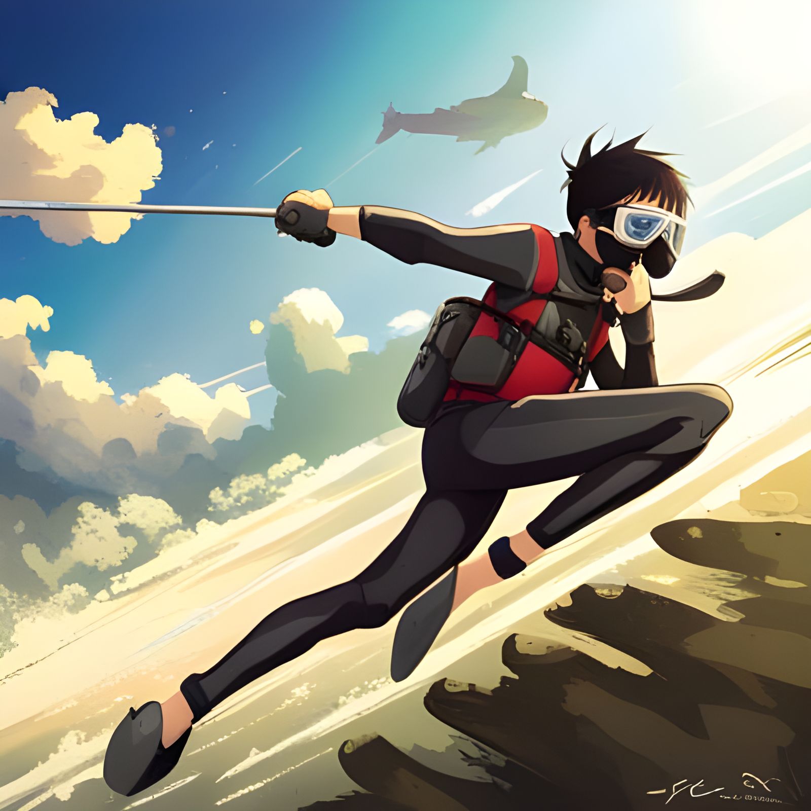 Scuba Diver in Open Water: Anime Key Visual