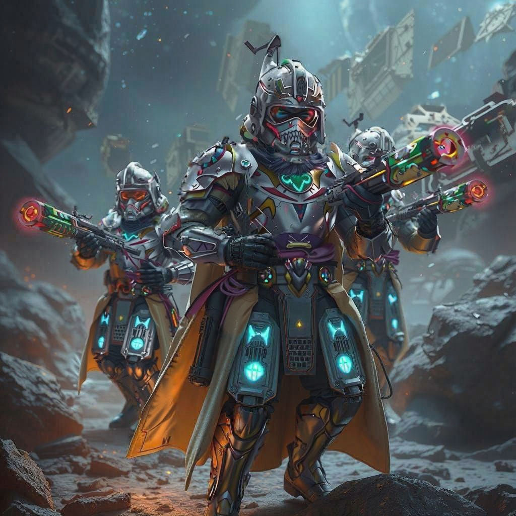 Futuristic Warriors with Holographic Displays