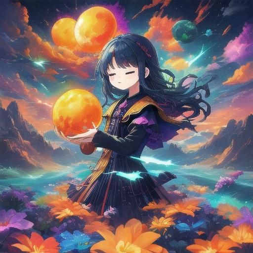 Vibrant Sci-Fi Landscape with Cosmic Planetary Elements