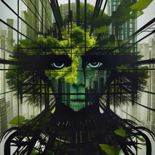 Kudzu Invasion of Manhattan: Double Exposure Art