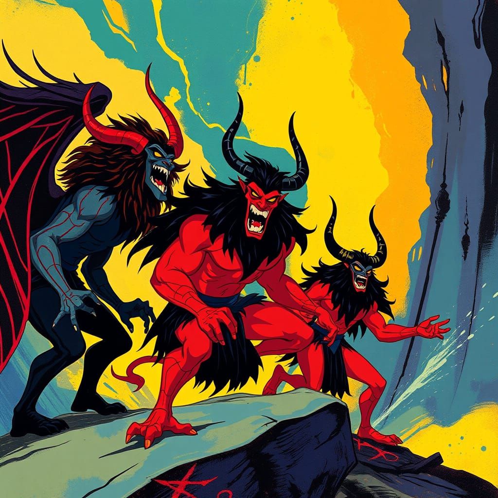 The Furies in Vibrant Disney-Inspired Art