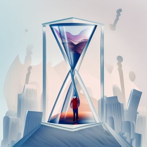 Hourglass Desert Dwelling: Surreal Digital Illustration