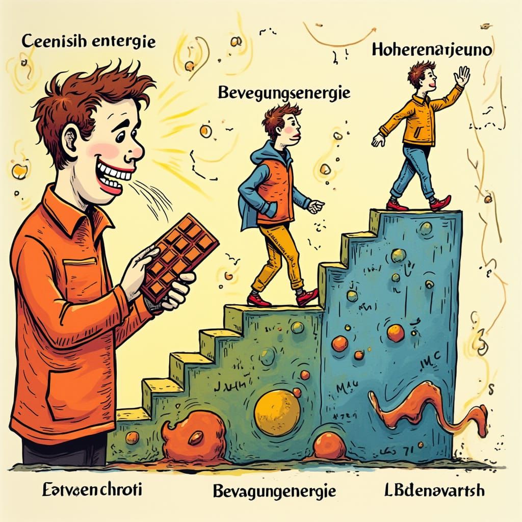 Energy Transformation in Vibrant Cartoon Style