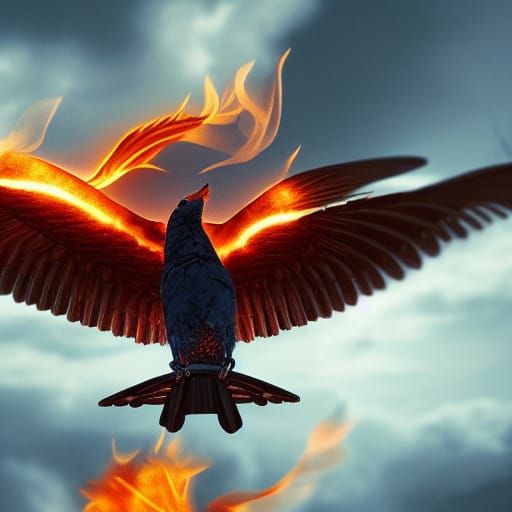 Fiery Bird Digital Matte Painting