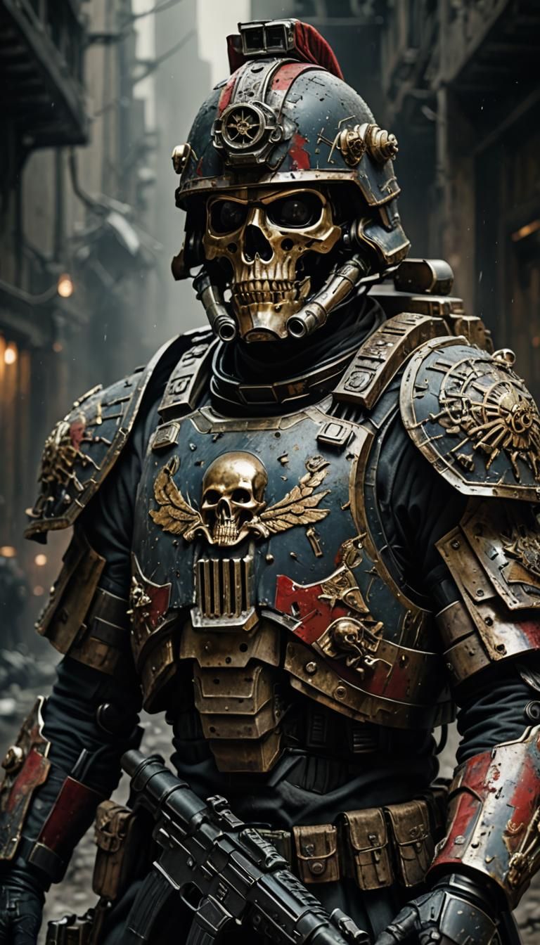 Warhammer 40K Imperial Guard in Hyperrealistic Style