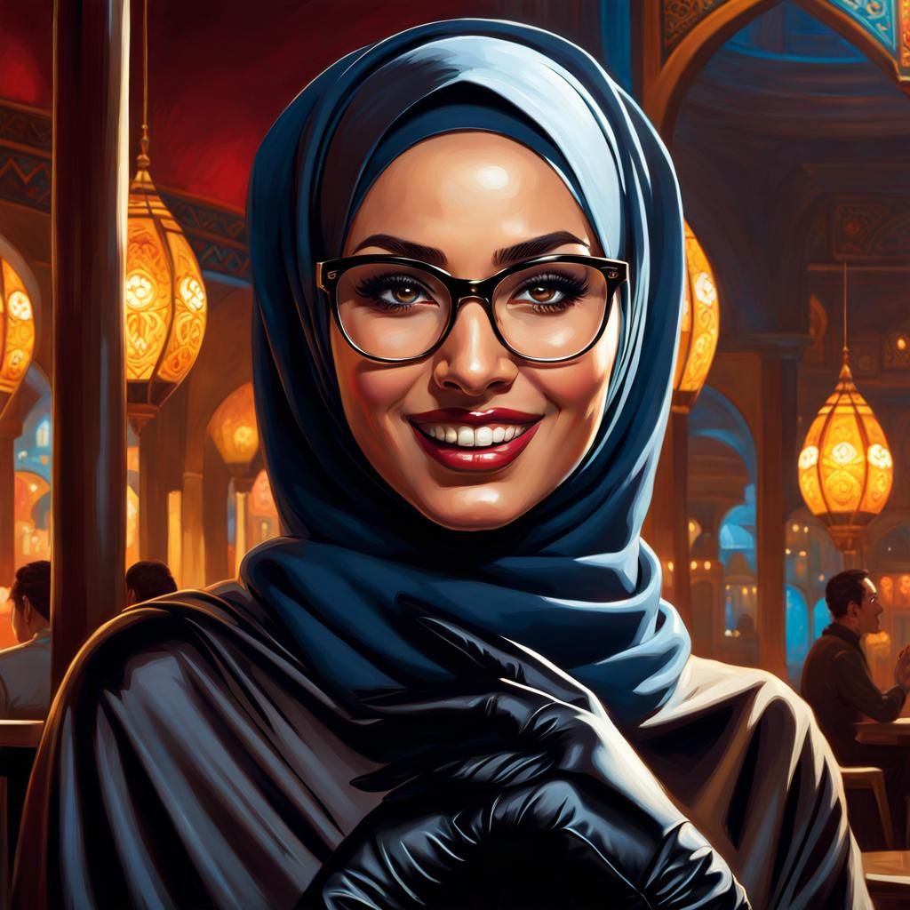 Psychedelic Egyptian Woman in Hijab Portrait