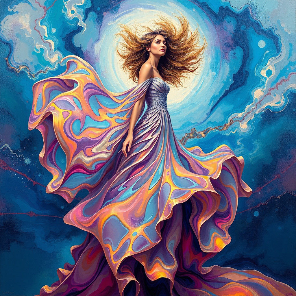 Quantum Foam Gown in Fauvist Surrealist Style