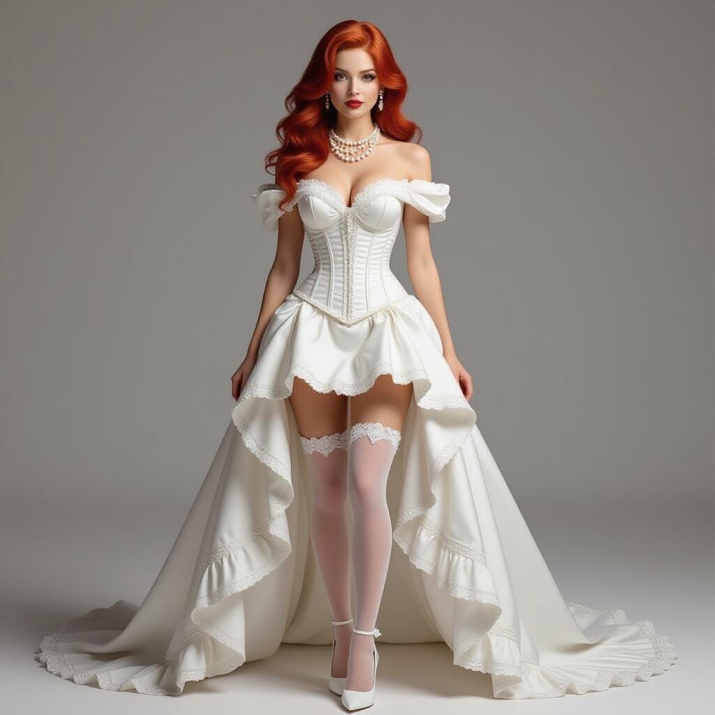 Red-Haired Bride in High Fashion Style