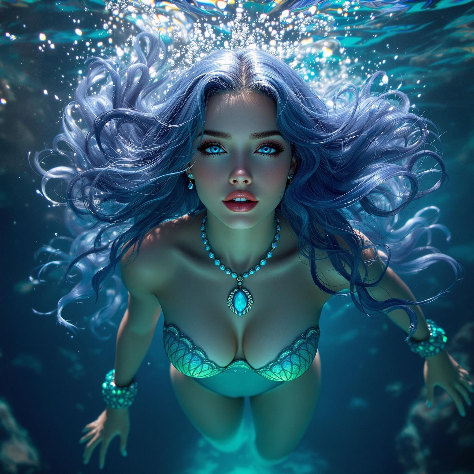 Mermaid Emerging from the Depths in Stunning Photorealistic ...