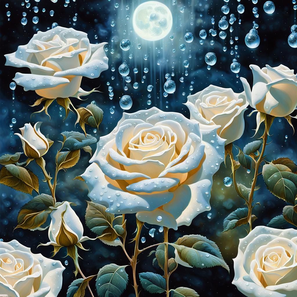 Cosmic Roses in Surrealist Garden, Salvador Dali Style