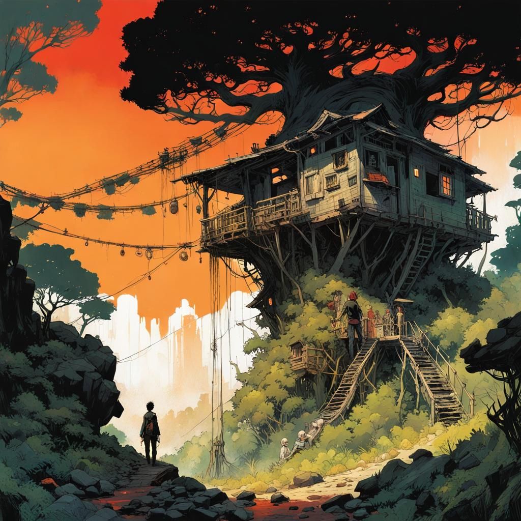 Dark Fantasy Jungle Treehouse by Otomo and Kon