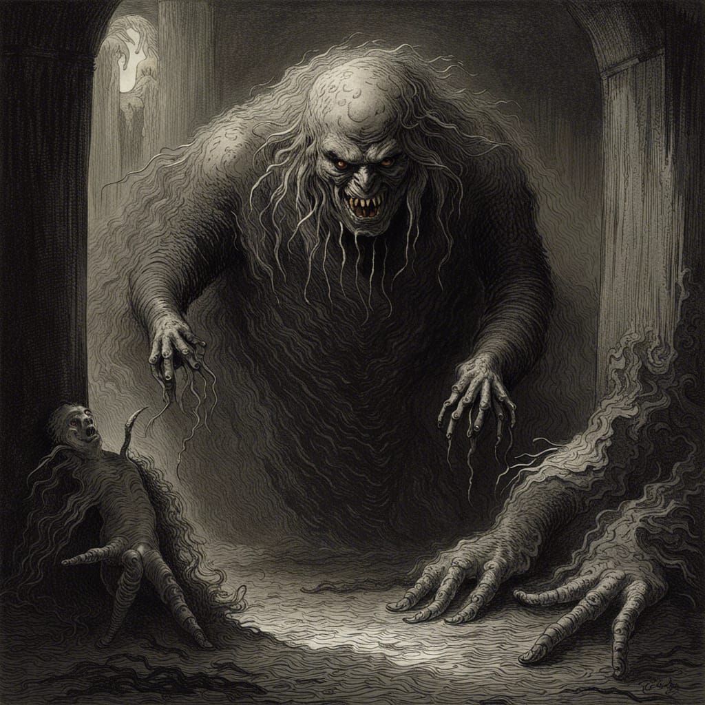 Creepy Monster in Dark Fantasy Style