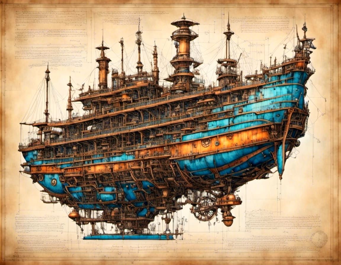 Blueprint: steampunk ship