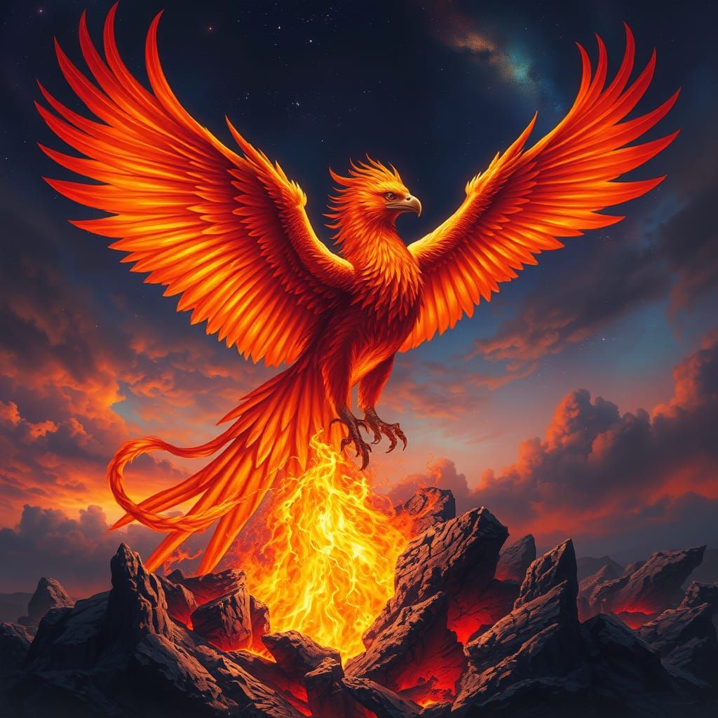 Majestic Phoenix Rising: A Fantasy Concept Art