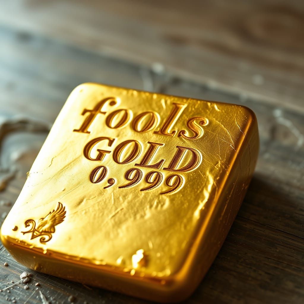 Hyperrealistic Gold Bar with Distressed Inscription