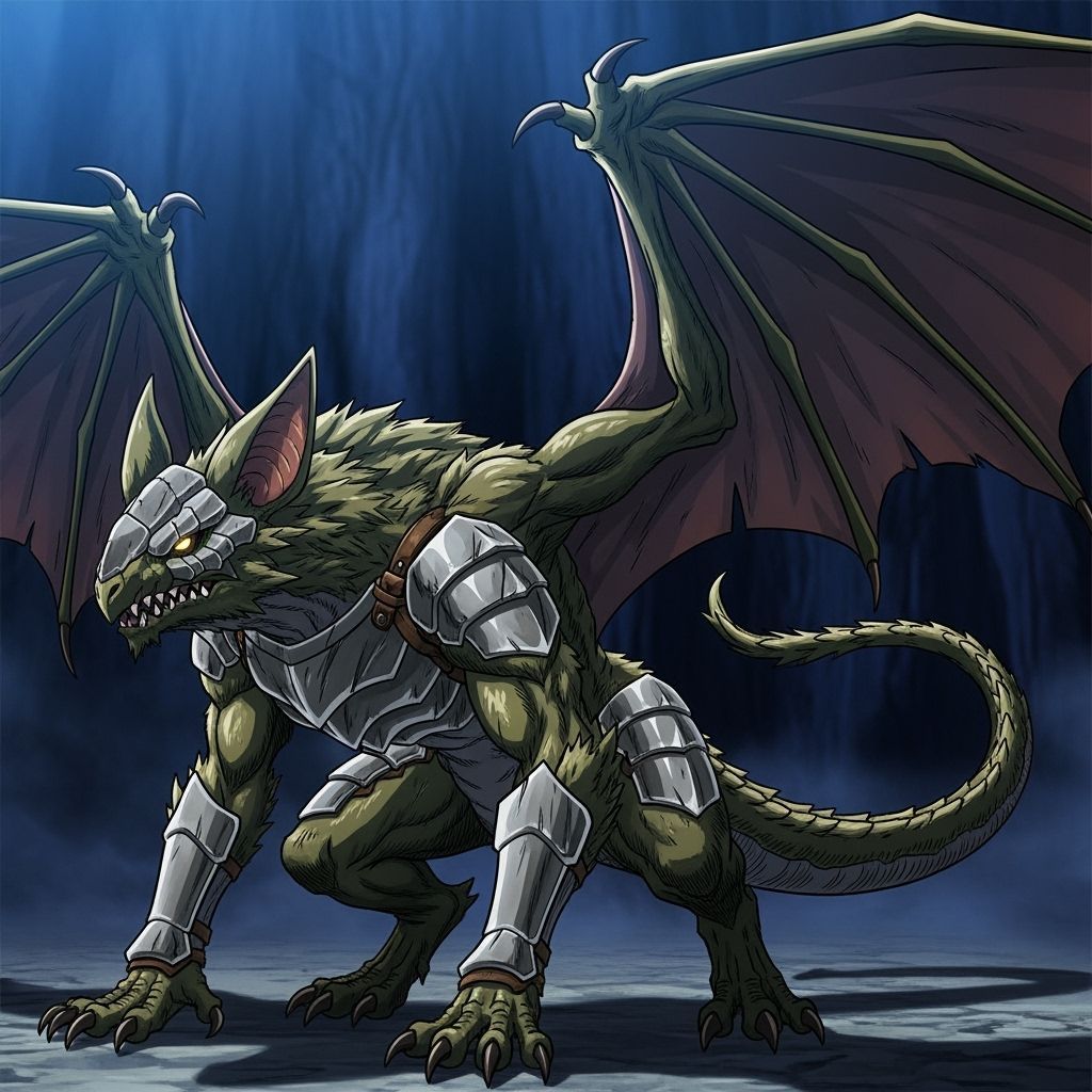 Batzarine Creature Illustration in Studio Trigger Style