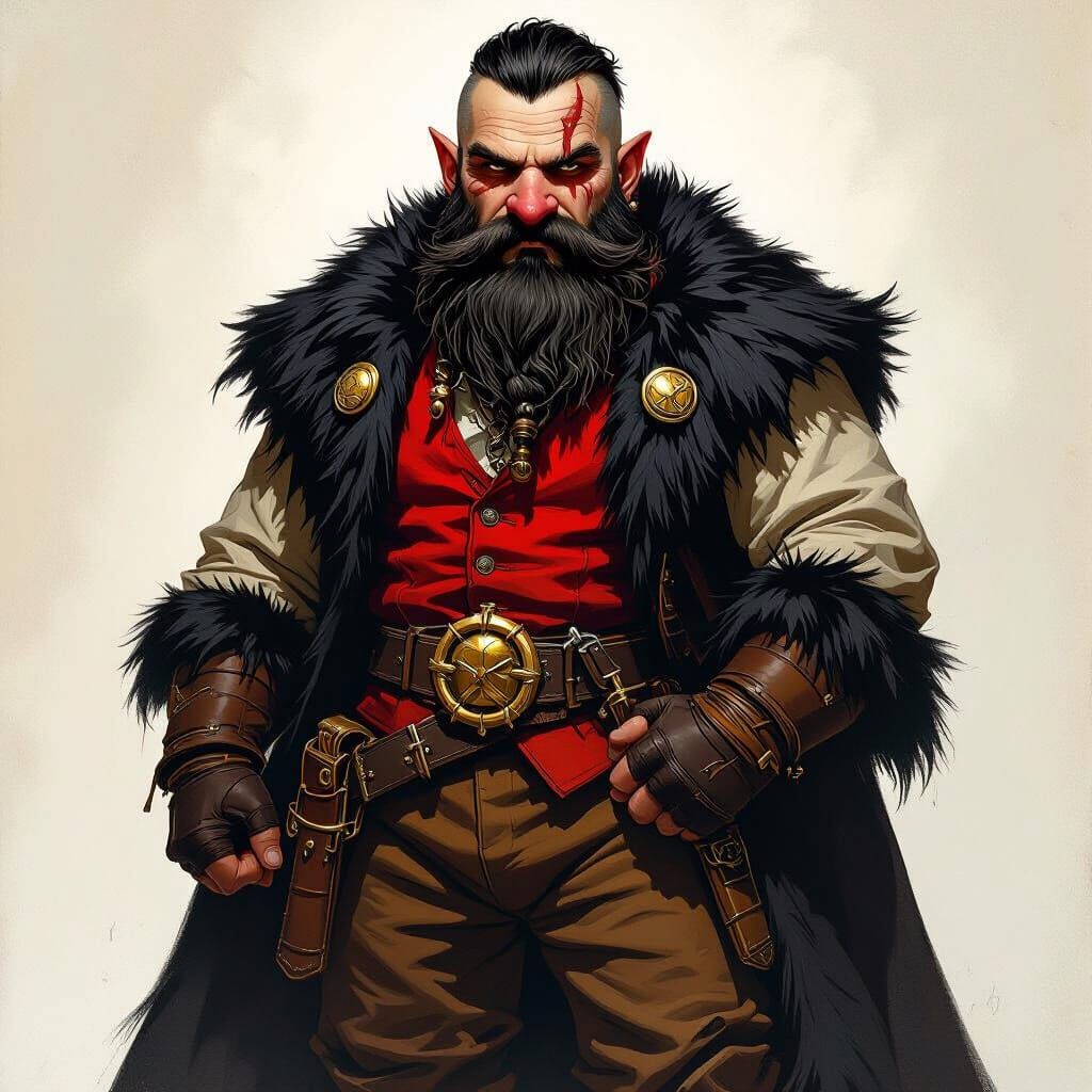Dwarf Warlock with Scar and Golden Beard Ring