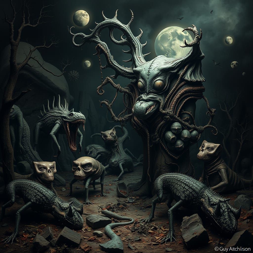 Dystopian Landscape in Style of Bosch