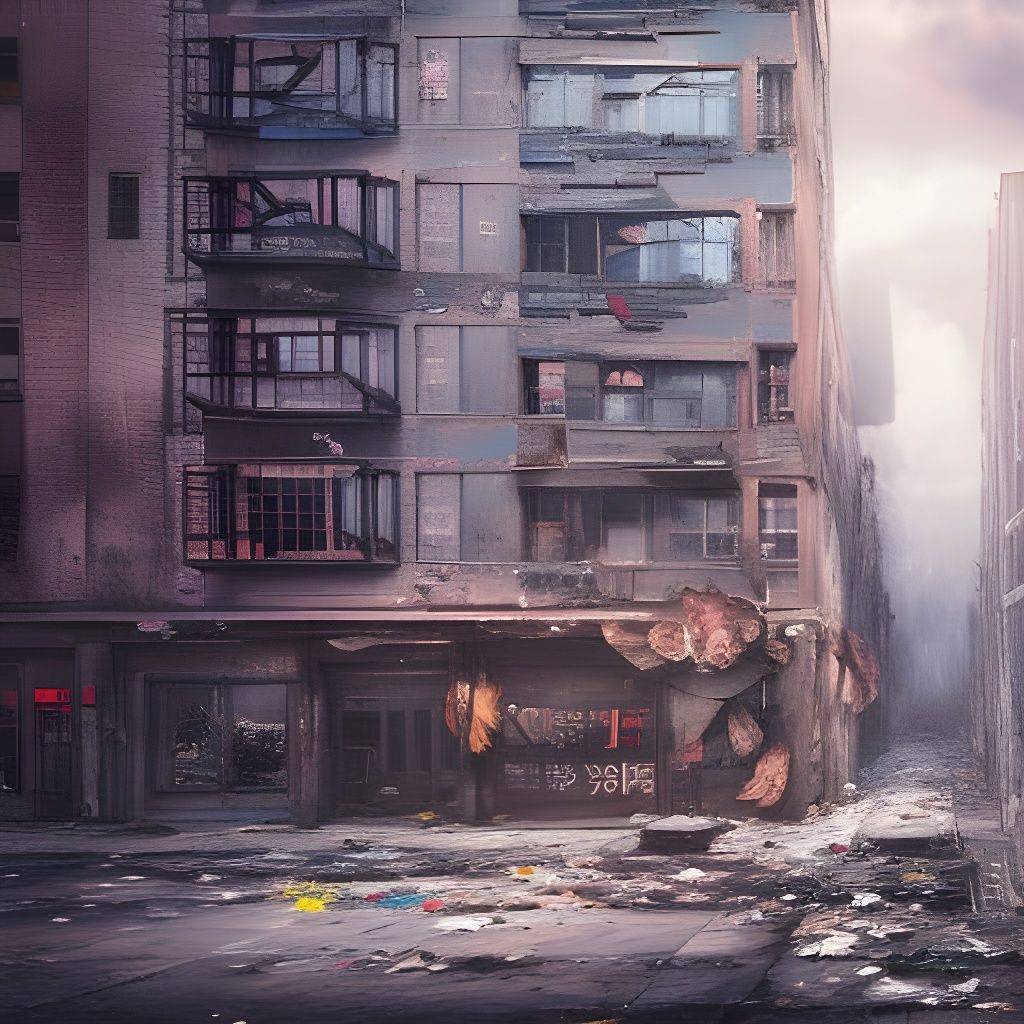 Pastel Kawaiicore: Abandoned Tenement Building