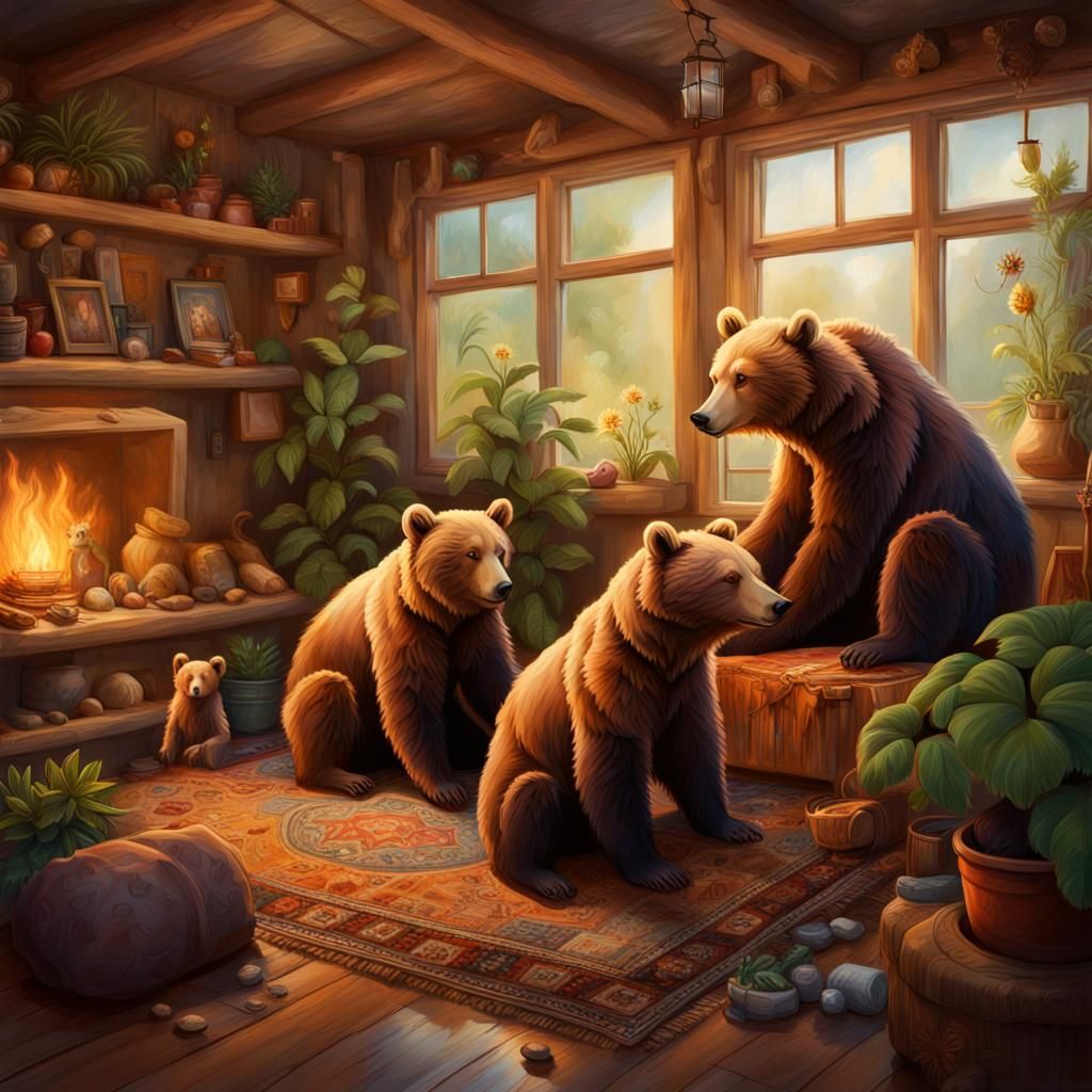 Bear Family Prepares for Hibernation: Hyperrealistic Splash ...