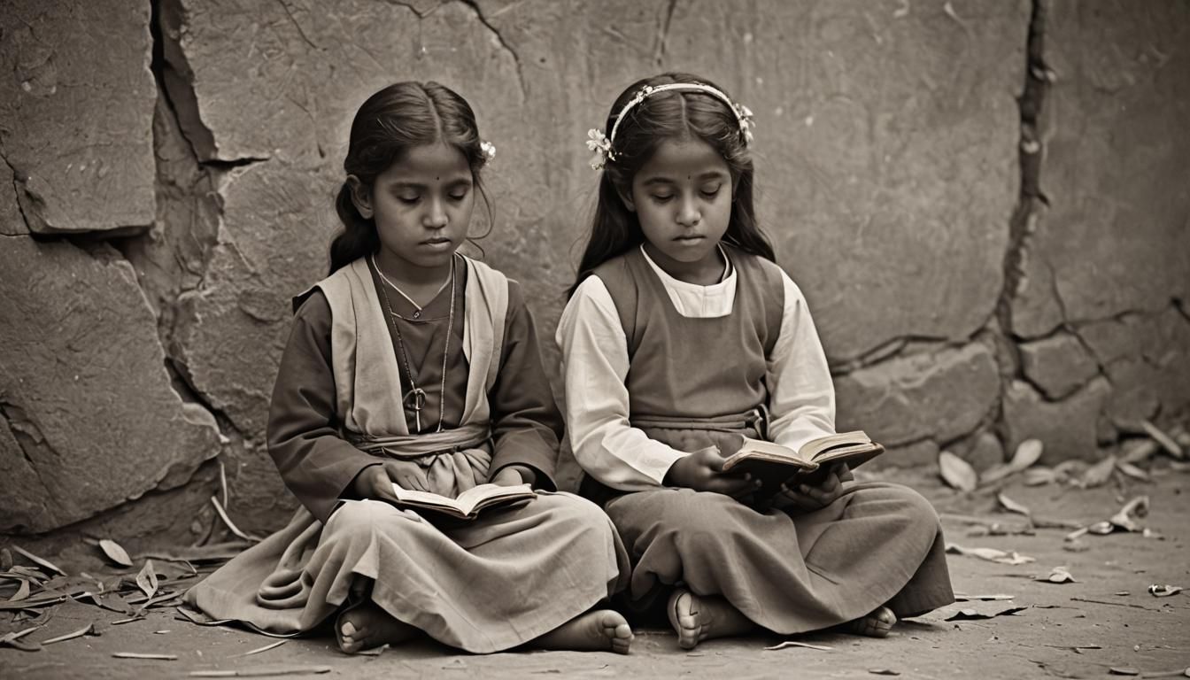 Innocent Spirituality: Two Girls with Prayer Books