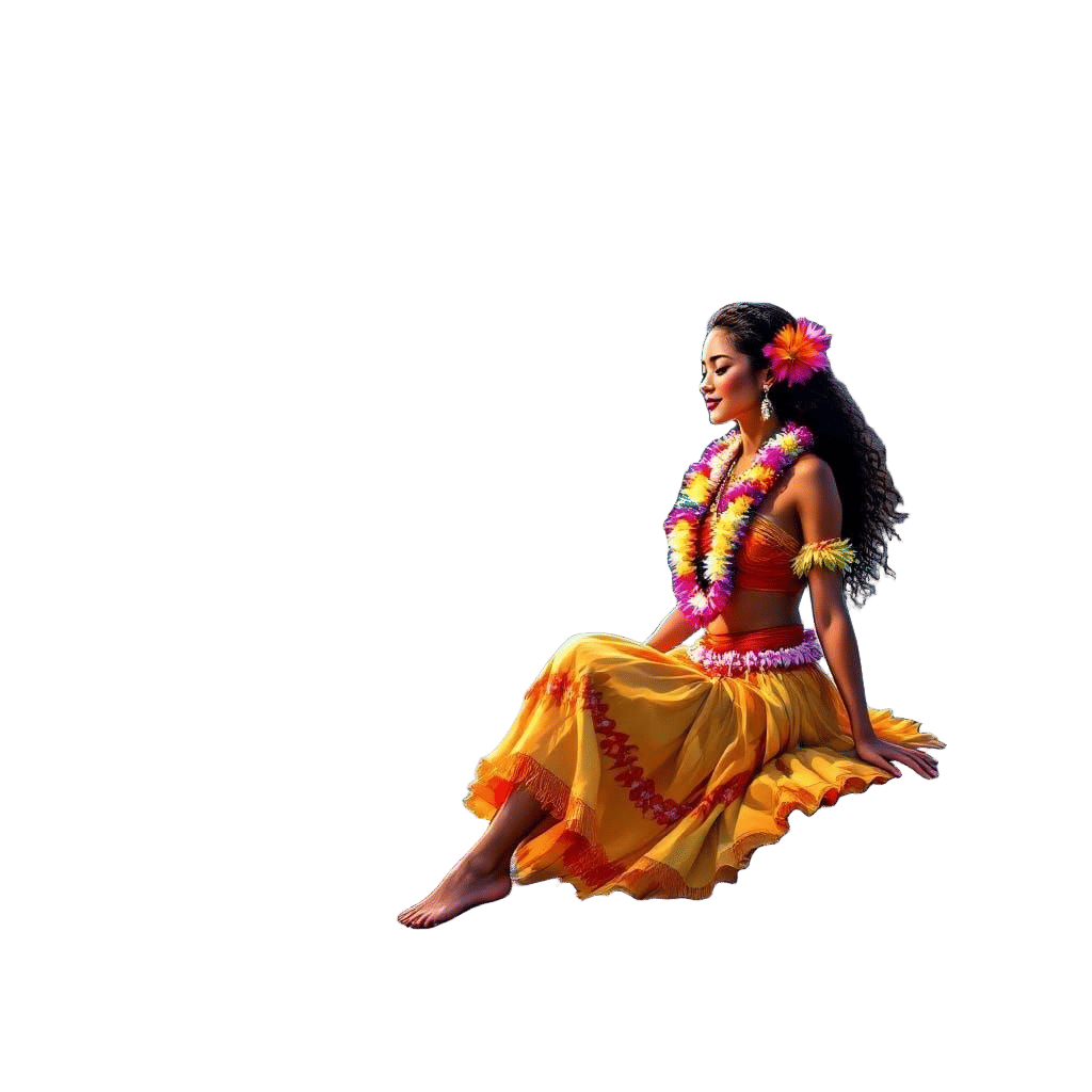 Vibrant Nighttime Hula Dancer Under Full Moon