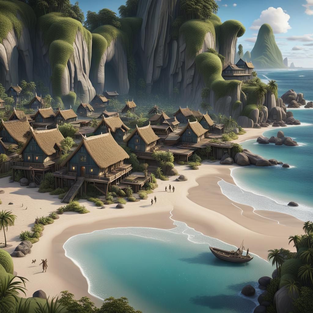 Oceania Village Embraces Nature in Detailed Matte Painting