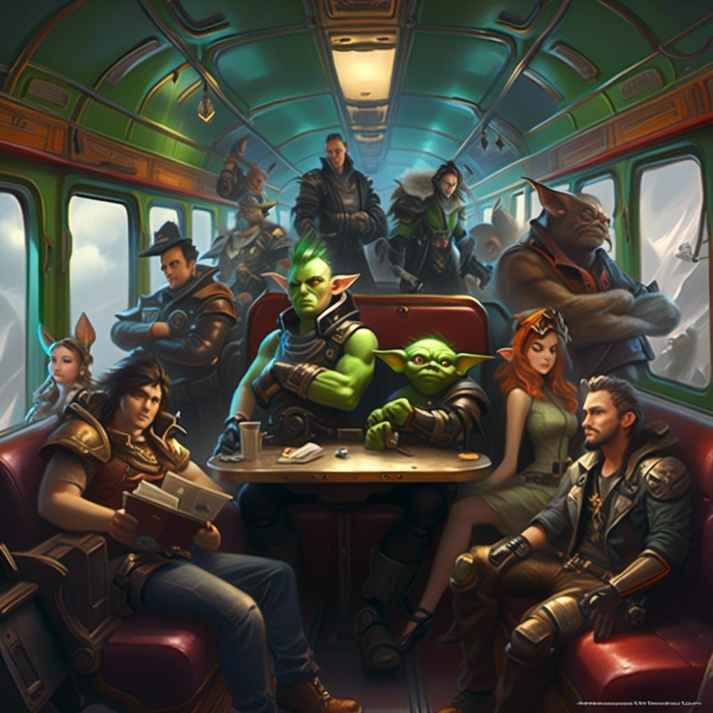 People on a Train: Goblin Fantasy Art