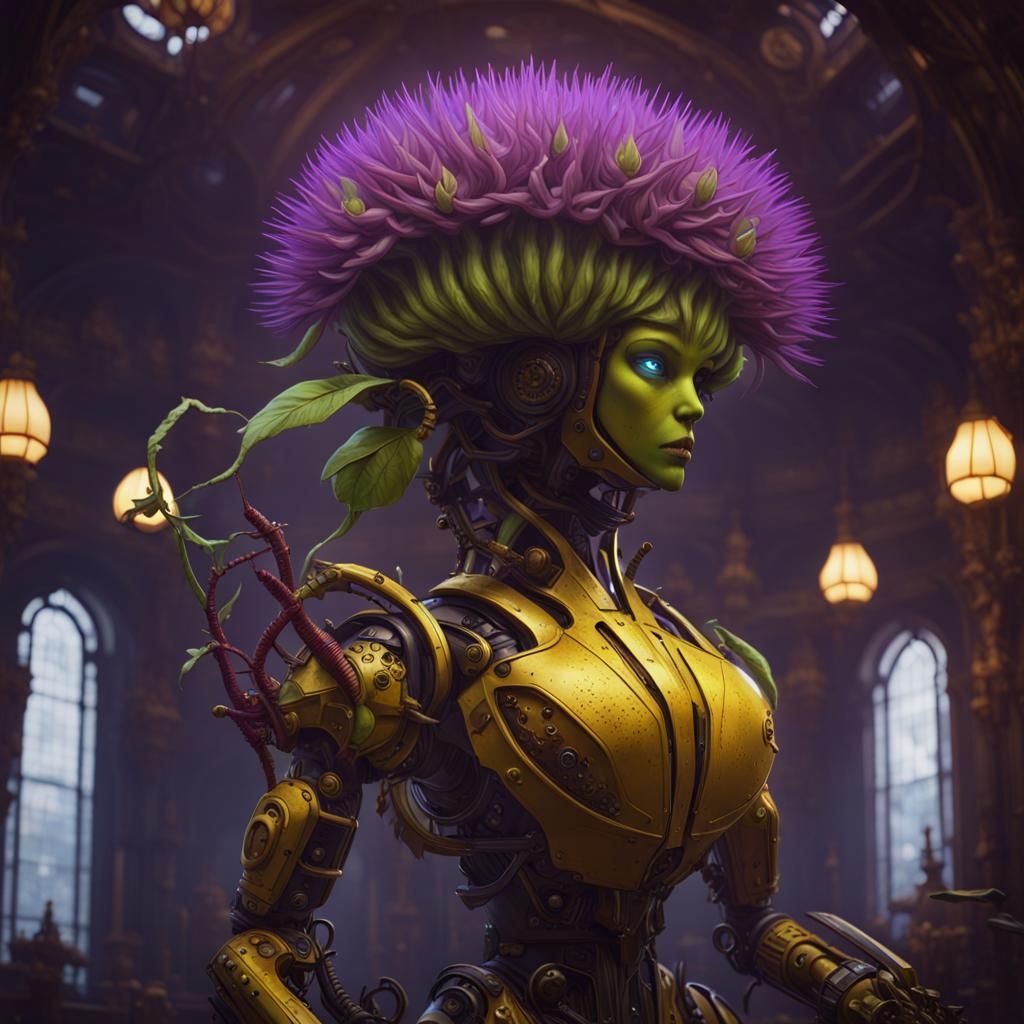 Robotic Venus Flytrap: Dark Fantasy Concept Art