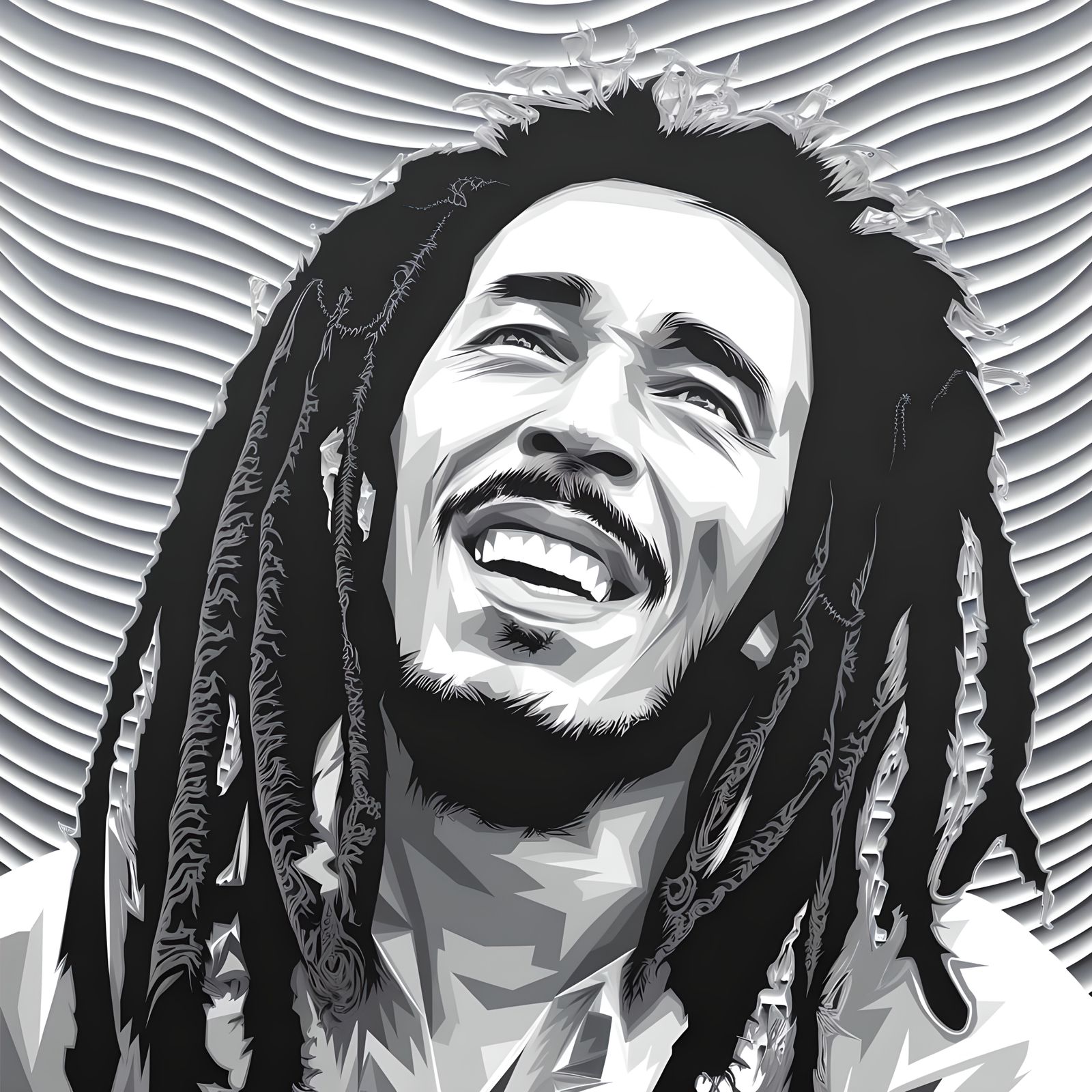 Abstract Fractal Portrait of Bob Marley