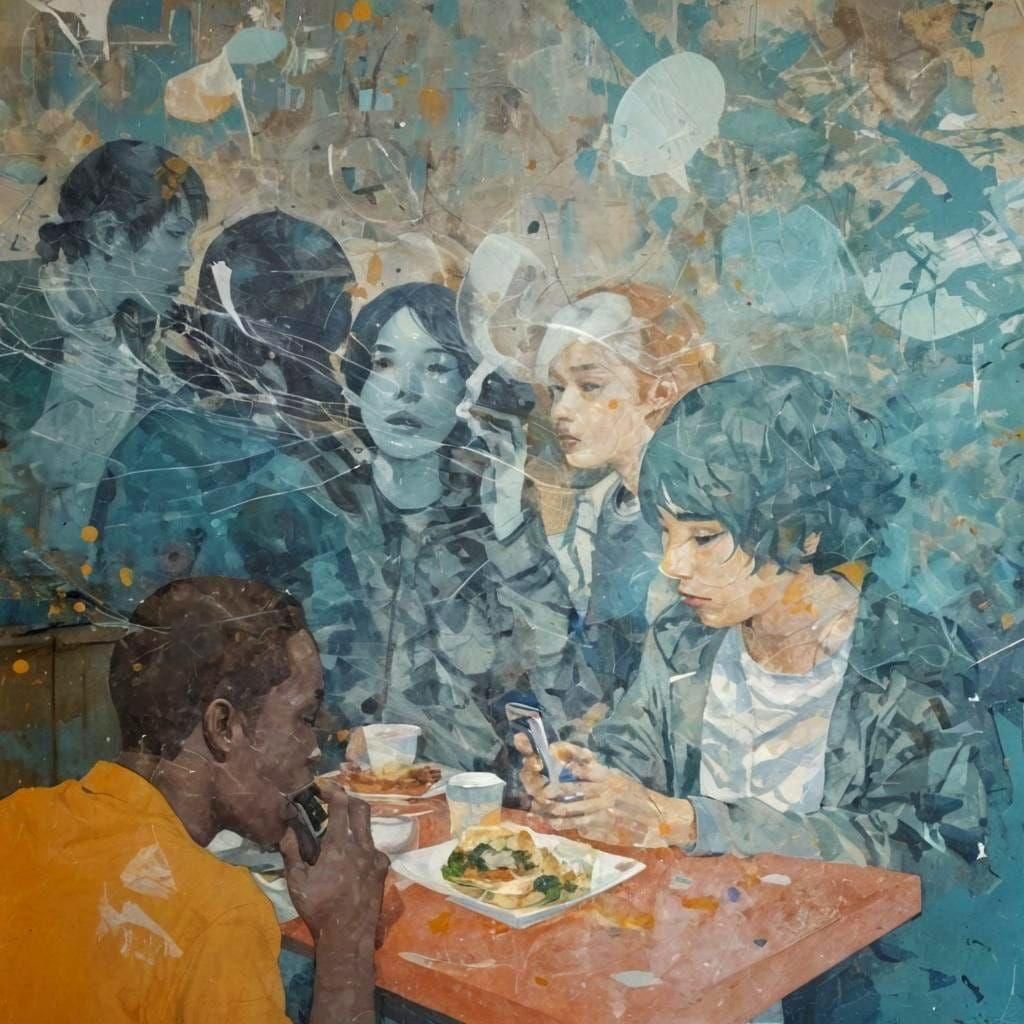 Teenagers in Abstract Composition with Speech Bubbles