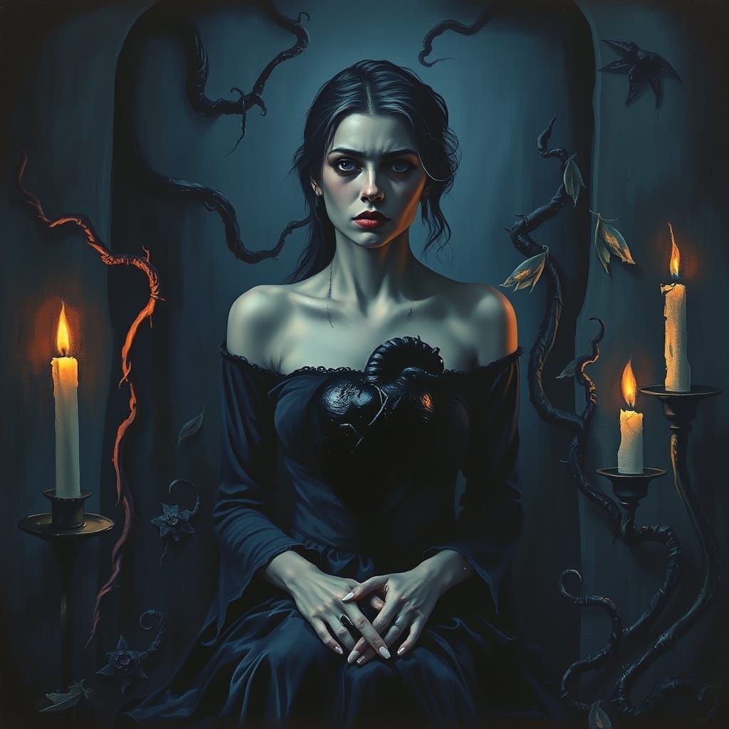 Mysterious Woman in Dark, Twisted Realm